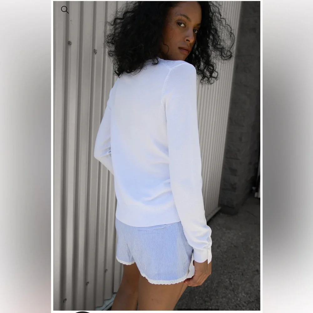 OAK + FORT - WHITE LIGHTWEIGHT KNIT CARDIGAN (Size: M) - Picture 4 of 12